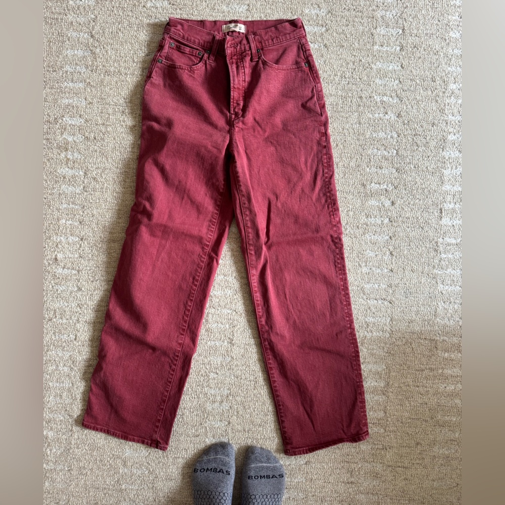 Madewell Women's wide Leg Jeans in Deep Red